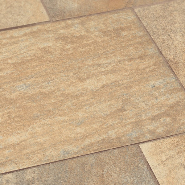 Keramikplatte Bahia Dark gold-gelb, 80x40x2 cm – Rutschfeste Feinsteinzeugplatte mit Naturkante für Innen- und Außenbereiche
