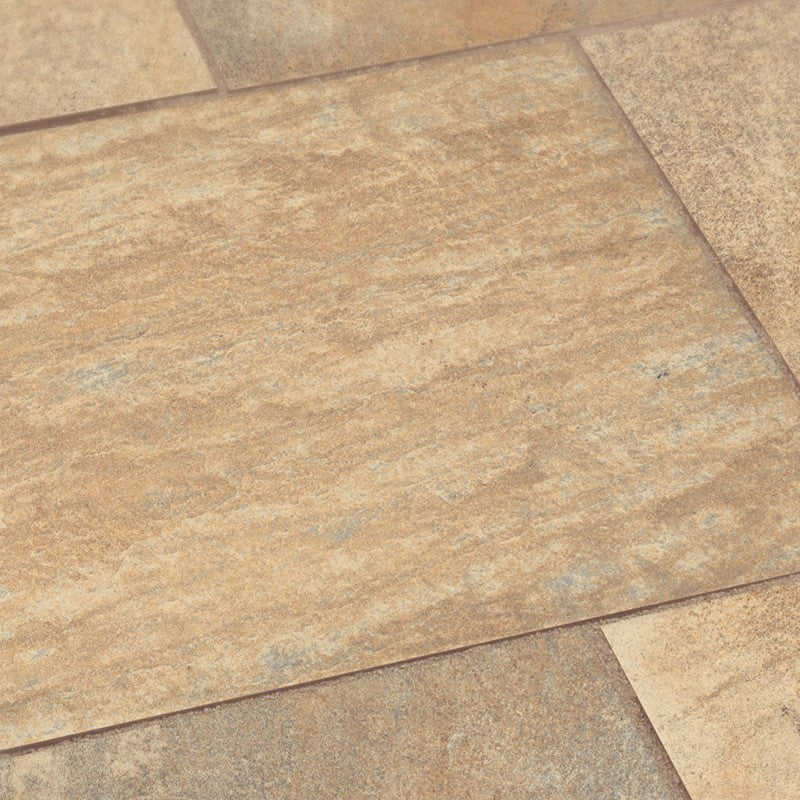 Keramikplatte Bahia Dark gold-gelb, 80x40x2 cm – Rutschfeste Feinsteinzeugplatte mit Naturkante für Innen- und Außenbereiche
