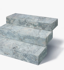 Travertin Blockstufe 15x35x100 cm silbergrau – Geschliffen und gesägt für elegante und langlebige Treppen im Außenbereich