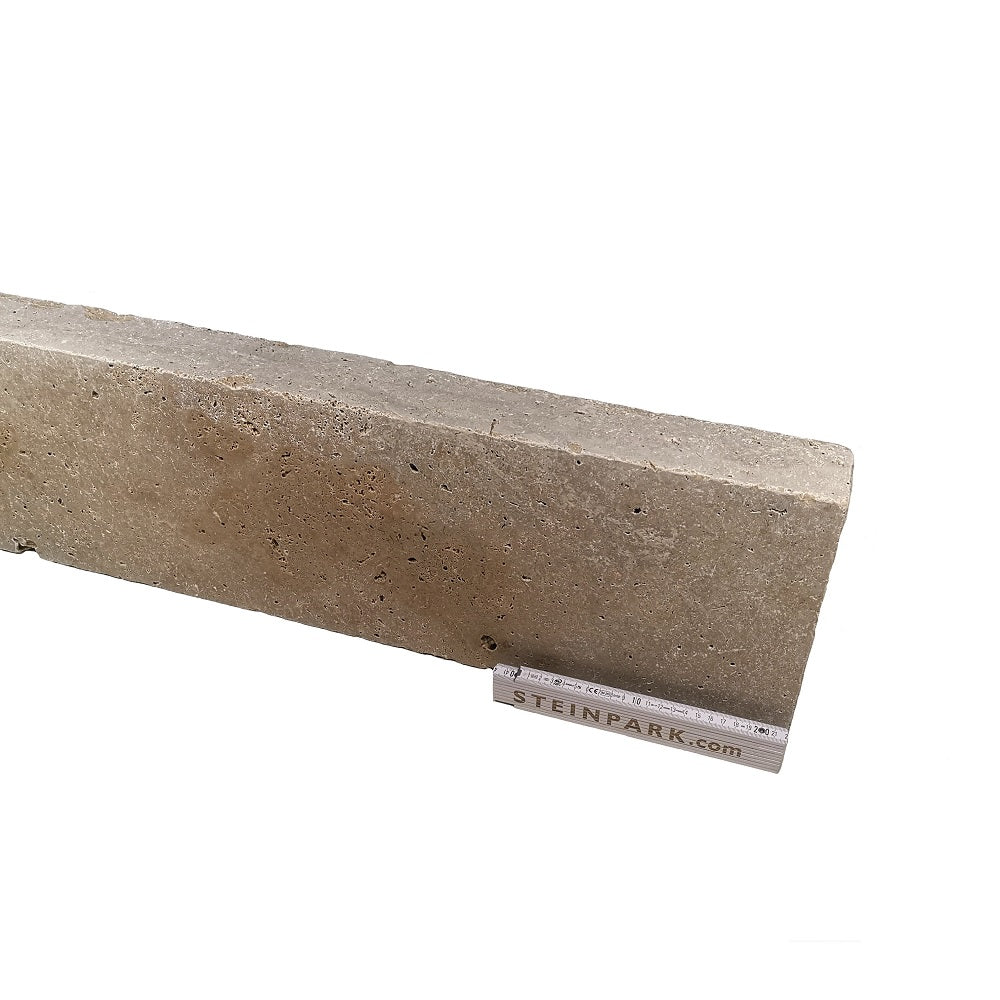 Travertin Kantenstein Crema 7,5x25x100 cm creme-beige – Hochwertiger Naturstein für dekorative Einfassungen und Gartengestaltung