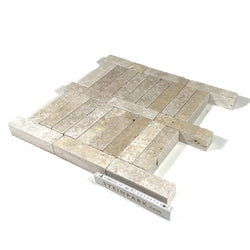 Naturstein Tilmes – Travertin Pflasterklinker Crema 24x12x6 cm: Gesägt, getrommelt, robust, creme-beige, perfekt für Pflasterflächen. 30 Stück pro m².